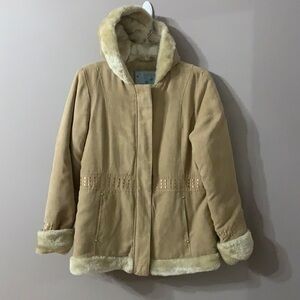 Brown coat with faux fur size 14 Large fc girl